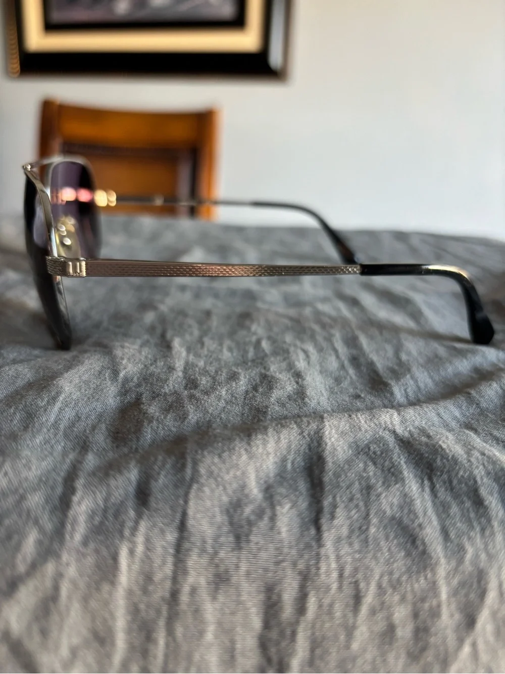 Dunhill Silver Metal Aviator Sunglasses with Dark Gray Lenses